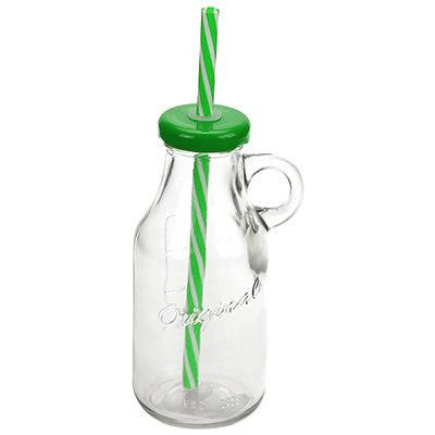 Бутылка для воды, с мерной шкалой, с трубочкой, 250 мл, цвет зеленый по ...