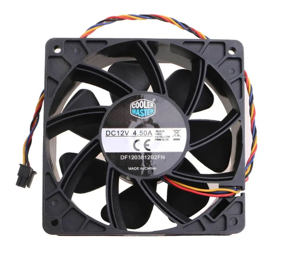 Кулер (вентилятор) Cooler Master (DF1203812B2FN) 12V, 4.5A, 120x120x38 мм,  4 pin квадратный, 7000 оборотов для Корпуса, GPU, Asic Avalon miner Ebit. -  купить кулер по выгодной цене в интернет-магазине OZON (897333097)