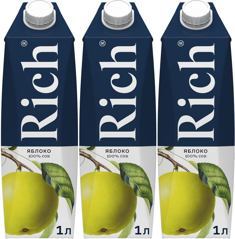 Сок Rich яблоко, комплект: 3 упаковки по 1 л #1