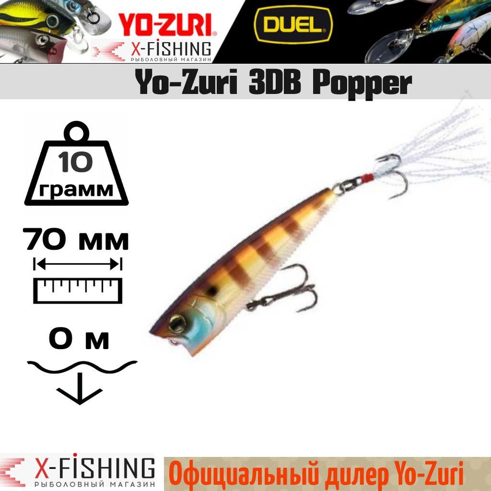 Воблер Yo-Zuri 3DB Popper 75F, R1101-BG #1