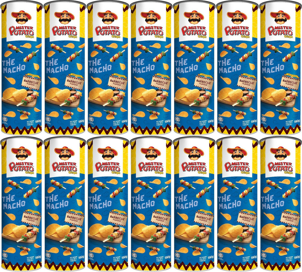Чипсы картофельные Mamee Mr Potato барбекю, комплект: 14 упаковок по 160 г  #1