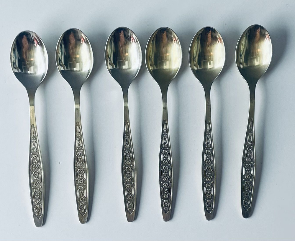 Винтажные чайные ложки. Мельхиор, позолота Кольчугино. СССР, 1970-е ...