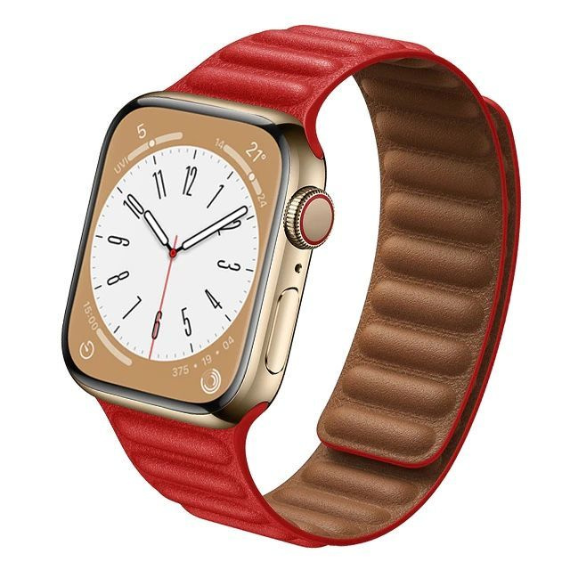 Ремешок для Apple Watch 38 / 40 / 41 mm Магнитный EcoLeather Link Red #1