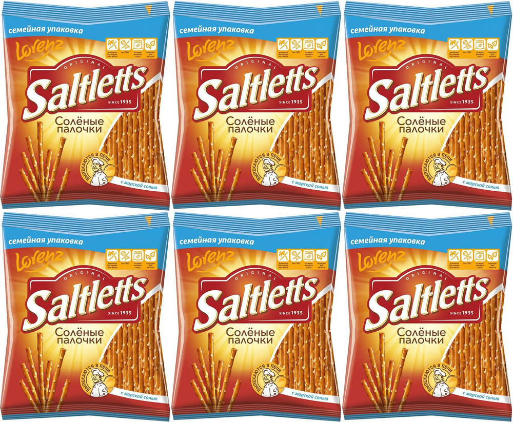 Крендельки Lorenz Saltletts классические с солью, комплект: 6 упаковок по 250 г  #1