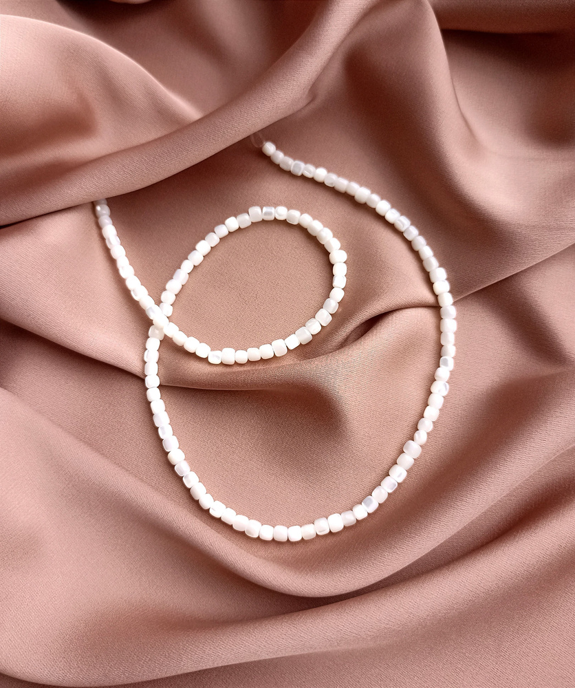 Бусины из натурального морского перламутра (белый), 115-117 штук ...