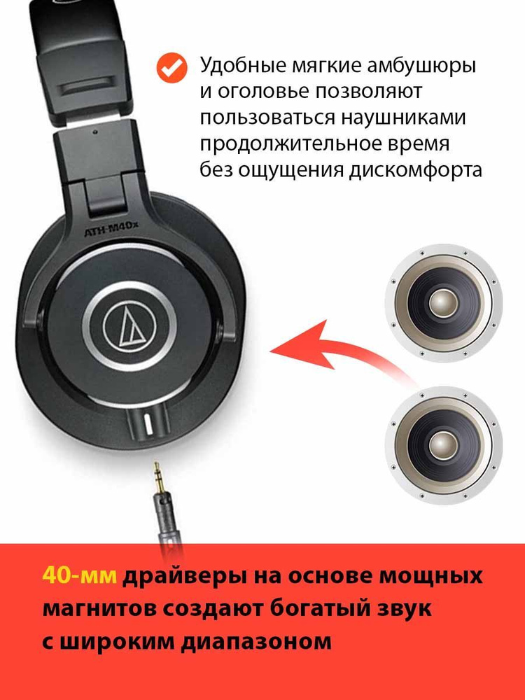 Наушники Полноразмерные Audio-Technica ATH-M40X - купить по