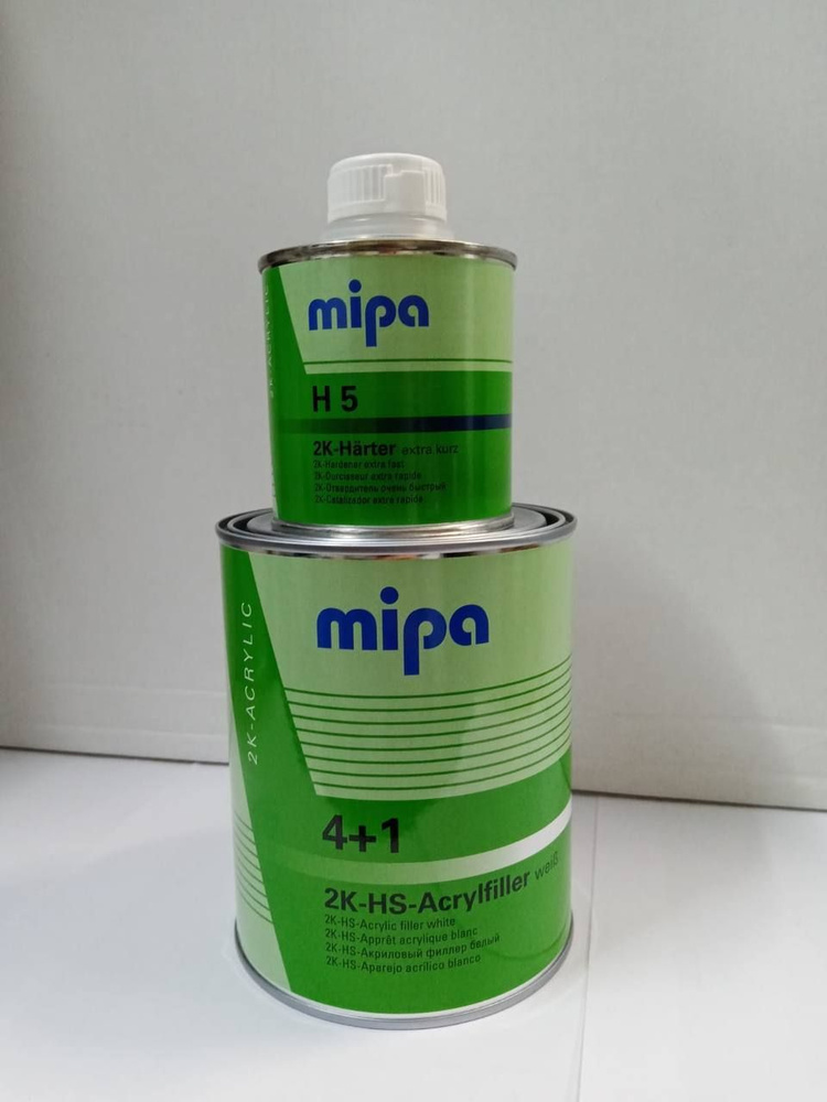 MIPA Грунт наполнитель Белый 2К Acrylfiller HS 4+1 +отвердитель H5 (1л+0.25л)  #1