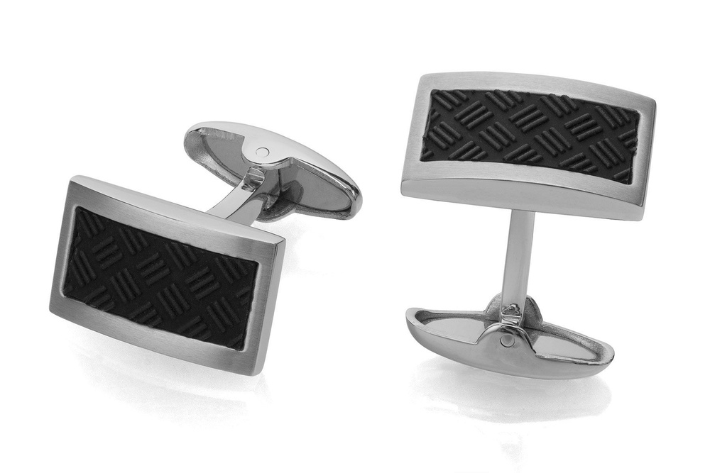 Запонки мужские Colibri OF LONDON Tread Steel Textured Rubber черные ...