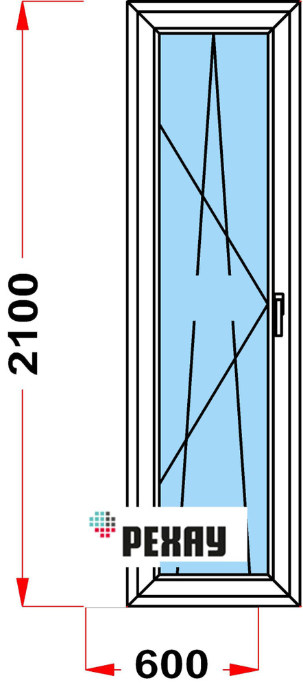 Балконная дверь, профиль РЕХАУ GRAZIO 70 мм (В2100 x Ш600), с поворотно-откидной створкой, стеклопакет #1