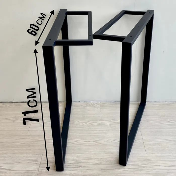 Подстолье металлическое для стола в стиле лофт 71x60 см комплект, черное с регулировочными ножками  #1