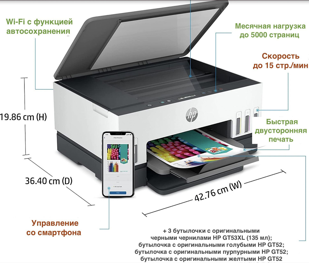 МФУ Струйное HP Smart Tank 720 купить по низкой цене в интернет-магазине  OZON (767689062)