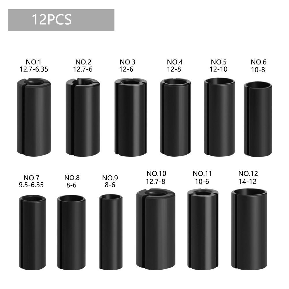 Переходник цанга набор 12 шт. для хвостовика фрезы #1