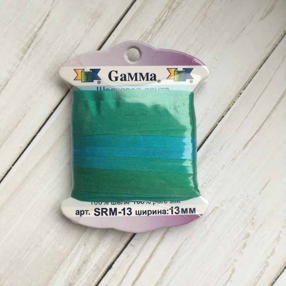 Лента декоративная Gamma шелковая M110 бирюзовый/зеленый #1