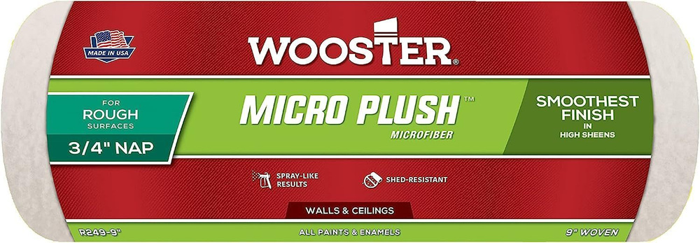 Малярный валик Wooster Micro Plush микрофибра плетеный для гладкой .