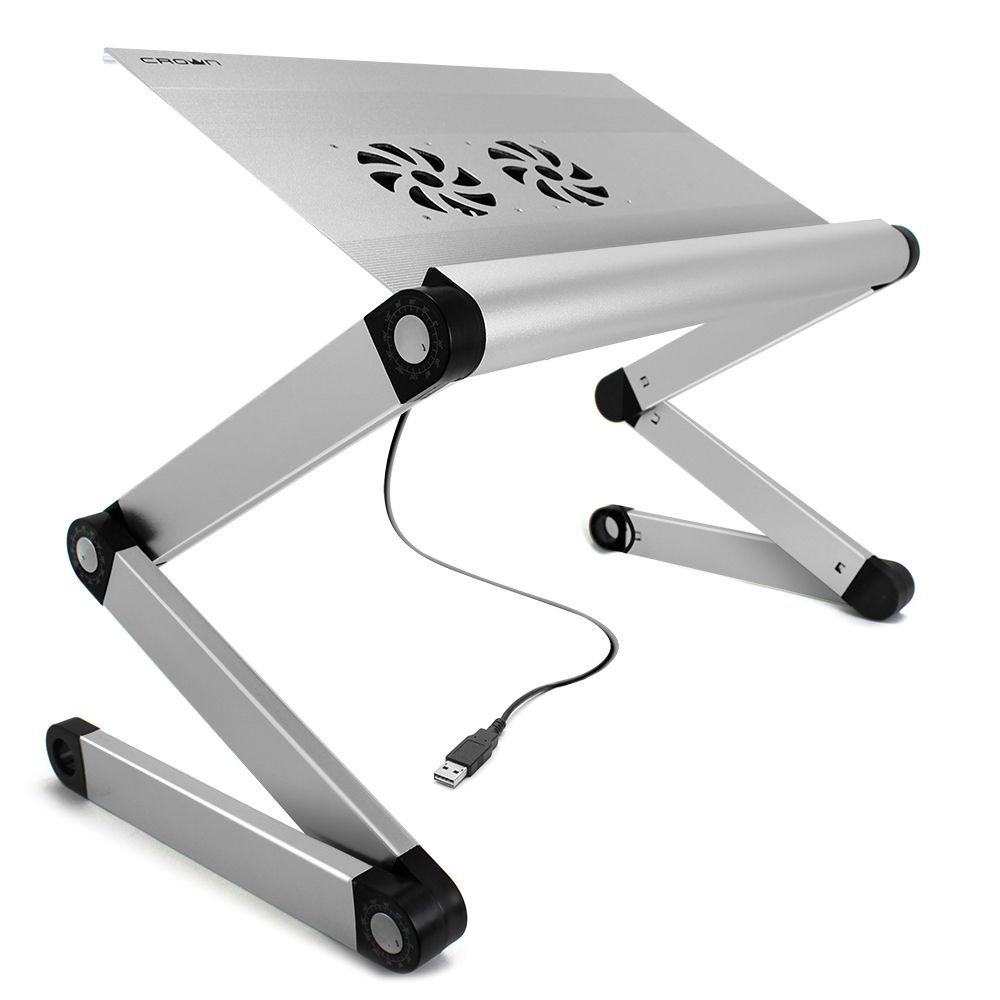Подставка для ноутбука охлаждающая Crown Micro CMLS-100B столик для ноутбука до 17" серебристый  #1