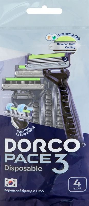 Бритвы одноразовые Dorco Pace 3 лезвия, 4 шт - купить с доставкой по ...