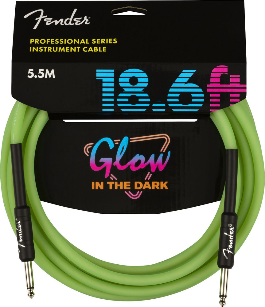 Кабель для гитары Fender Glow in the Dark Cable, Green, 18.6' #1