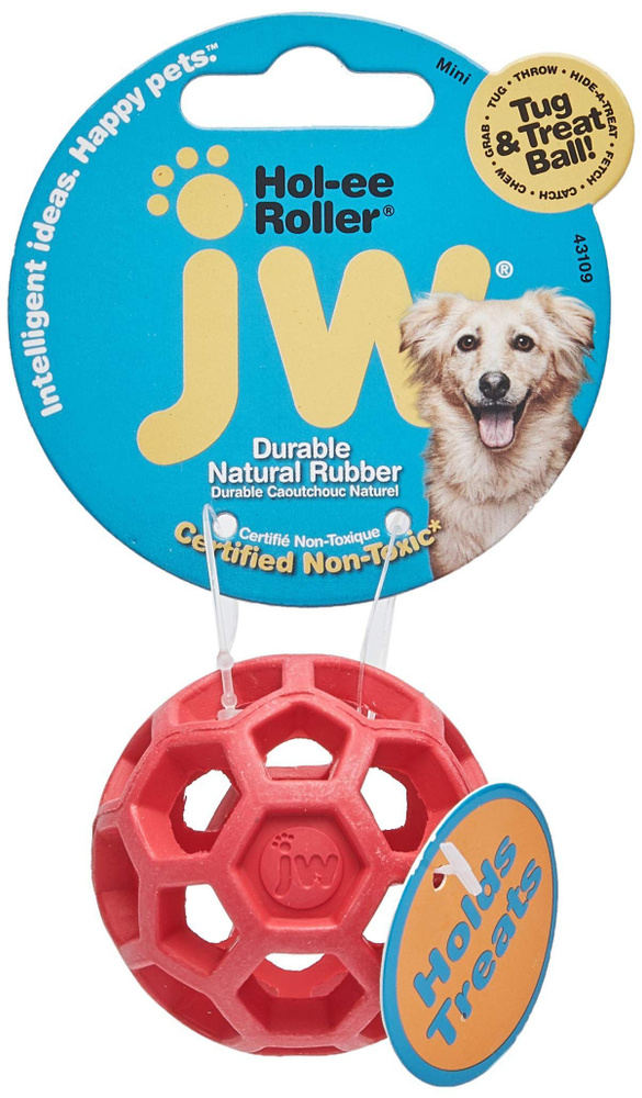 Игрушка для собак и кошек Мяч-пазл дозатор лакомства JW Pet Hol-ee Roller Rubber Dog Toy, XSmall  #1