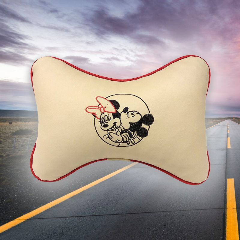 Автомобильная подушка под шею на подголовник из экокожи Микки и Мини Маус  #1