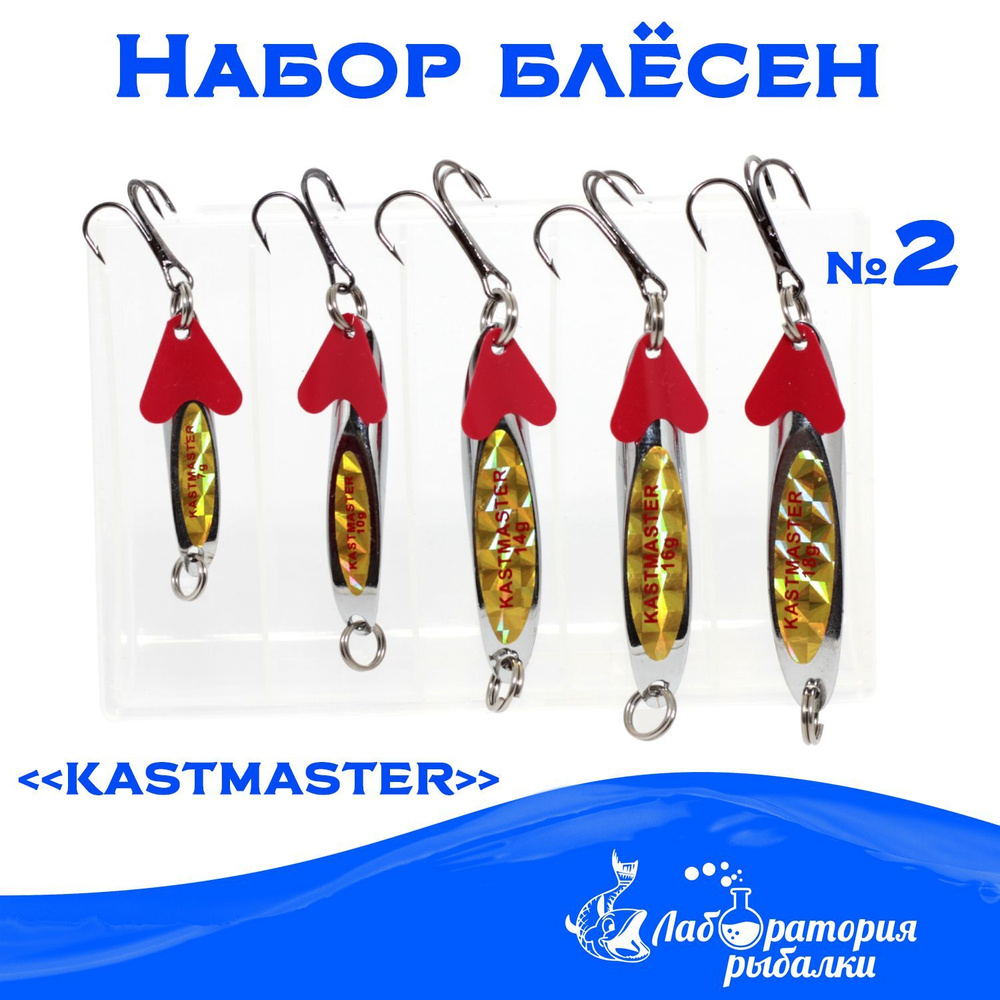 Набор блесен Kastmaster №2 / 5 шт в пластиковом боксе , 7-18 гр / Блесна колебалка кастмастер для зимней #1