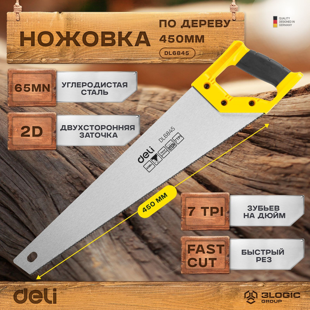 Ножовка Deli Tools DL68*** Для дерева, Для пластика - купить по выгодным  ценам в интернет-магазине OZON (690823665)