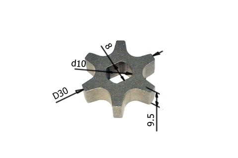 Звездочка для цепной пилы Patriot, Тайга, Forte, Foresta, Expert 6 зубов (Dвн. 10x8мм, Dнар. 30мм, H #1
