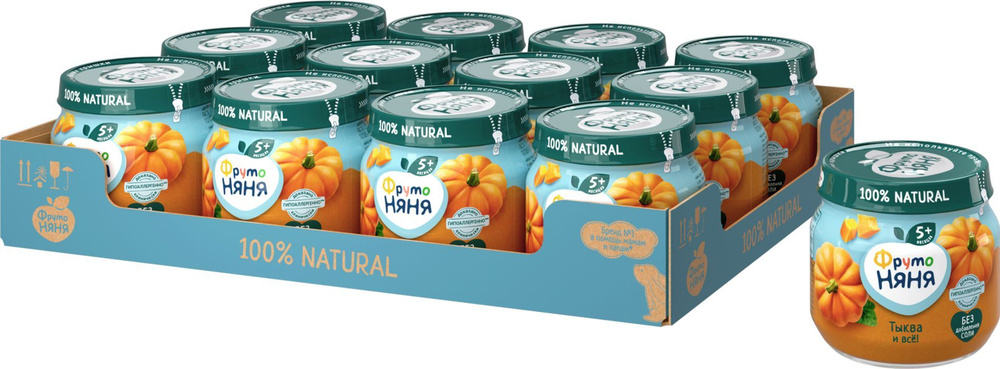 Пюре овощное ФрутоНяня с 5 месяцев, тыква, 80 г x 12 - купить с ...