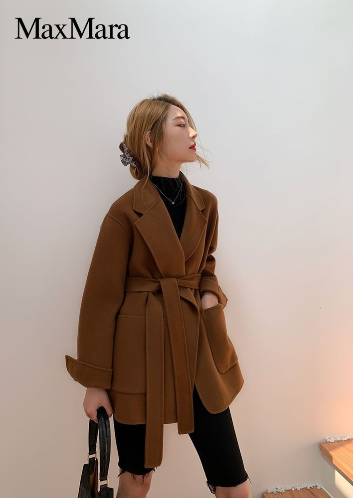 Пальто Max Mara, Демисезон, размер 46, цвет коричневый, Искусственные ...
