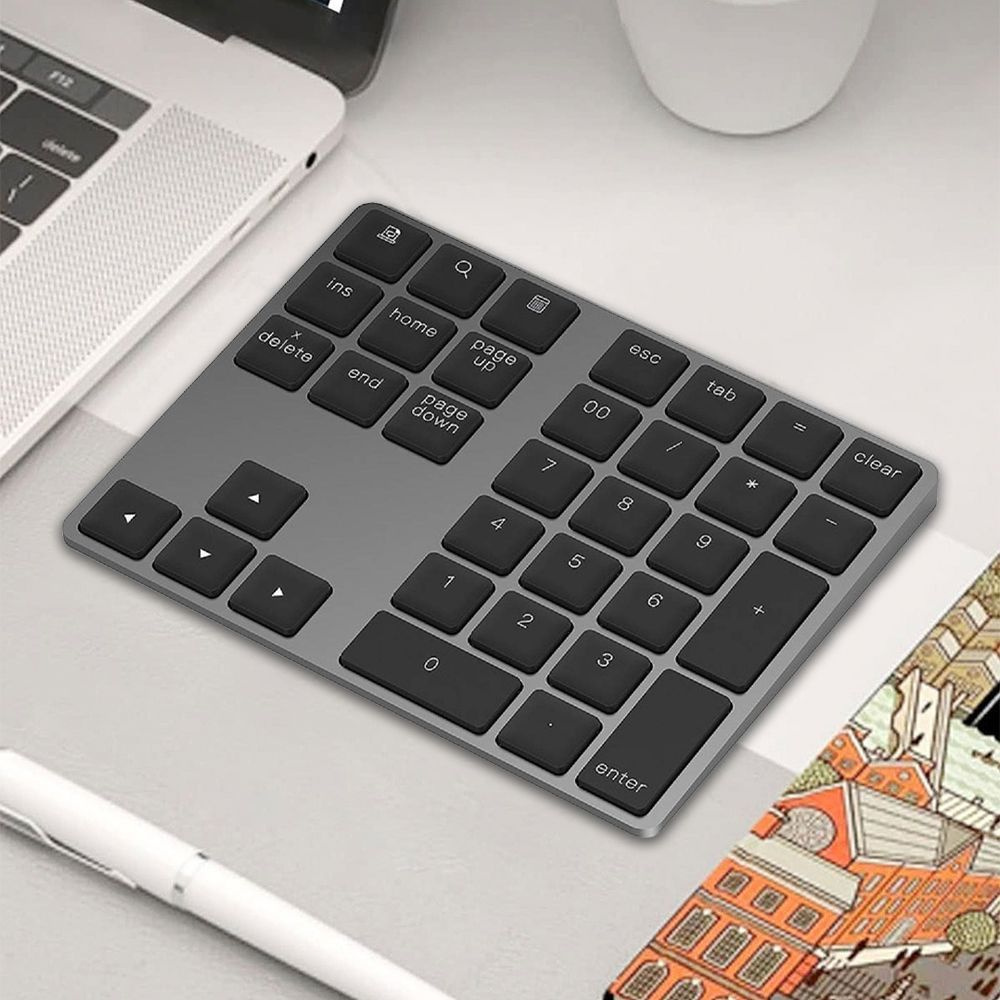 Клавиатура беспроводная 34-KEY BT, Русская раскладка, серый металлик ...