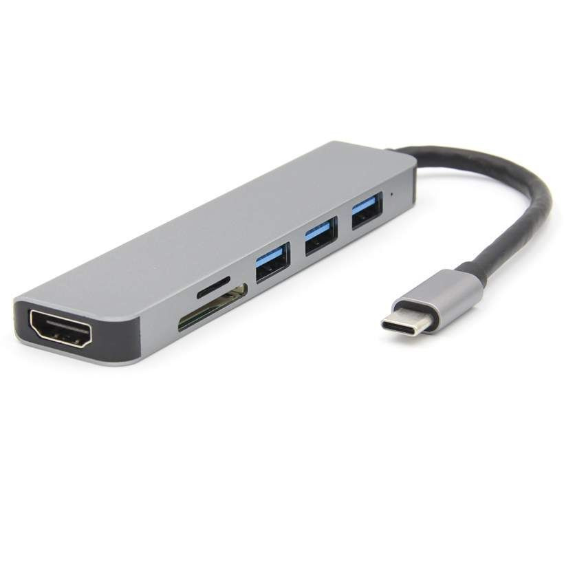 USB Hub Focxonn 2010N3 Type-C Вилка - HDMI 2xUSB 3.0 SD/TF картридер #1