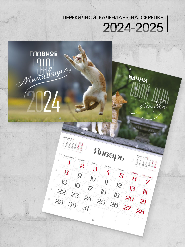 Календарь перекидной на скрепке 2024-2025 - купить с доставкой по ...