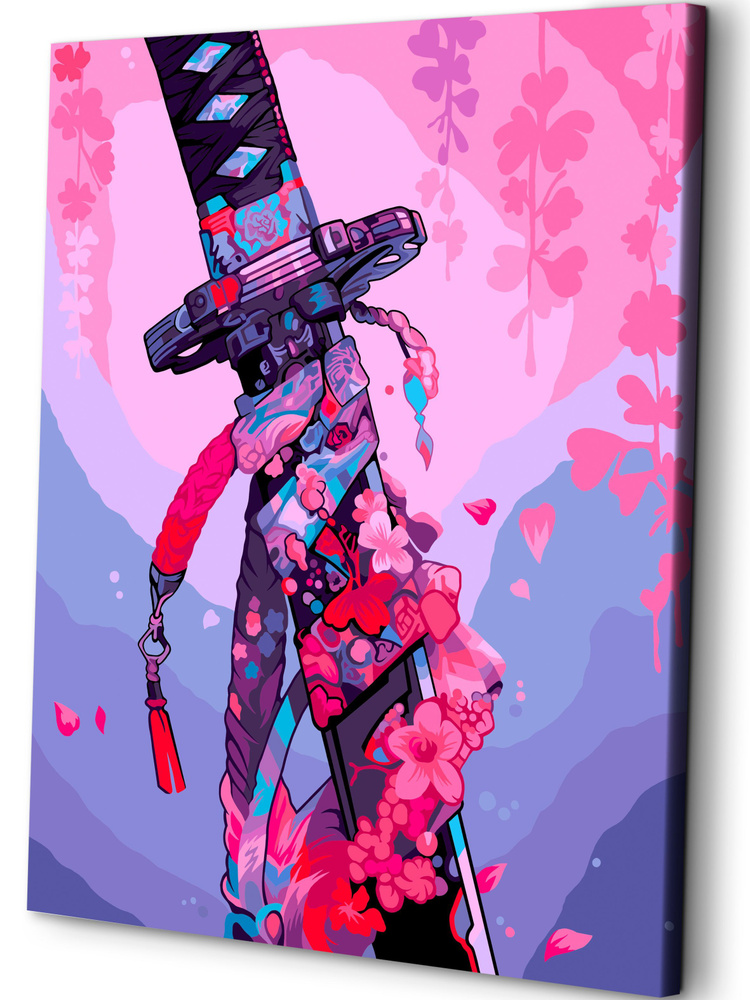 Картина по номерам на холсте 40х50 "Меч самурая" / картина по номерам на подрамнике  #1