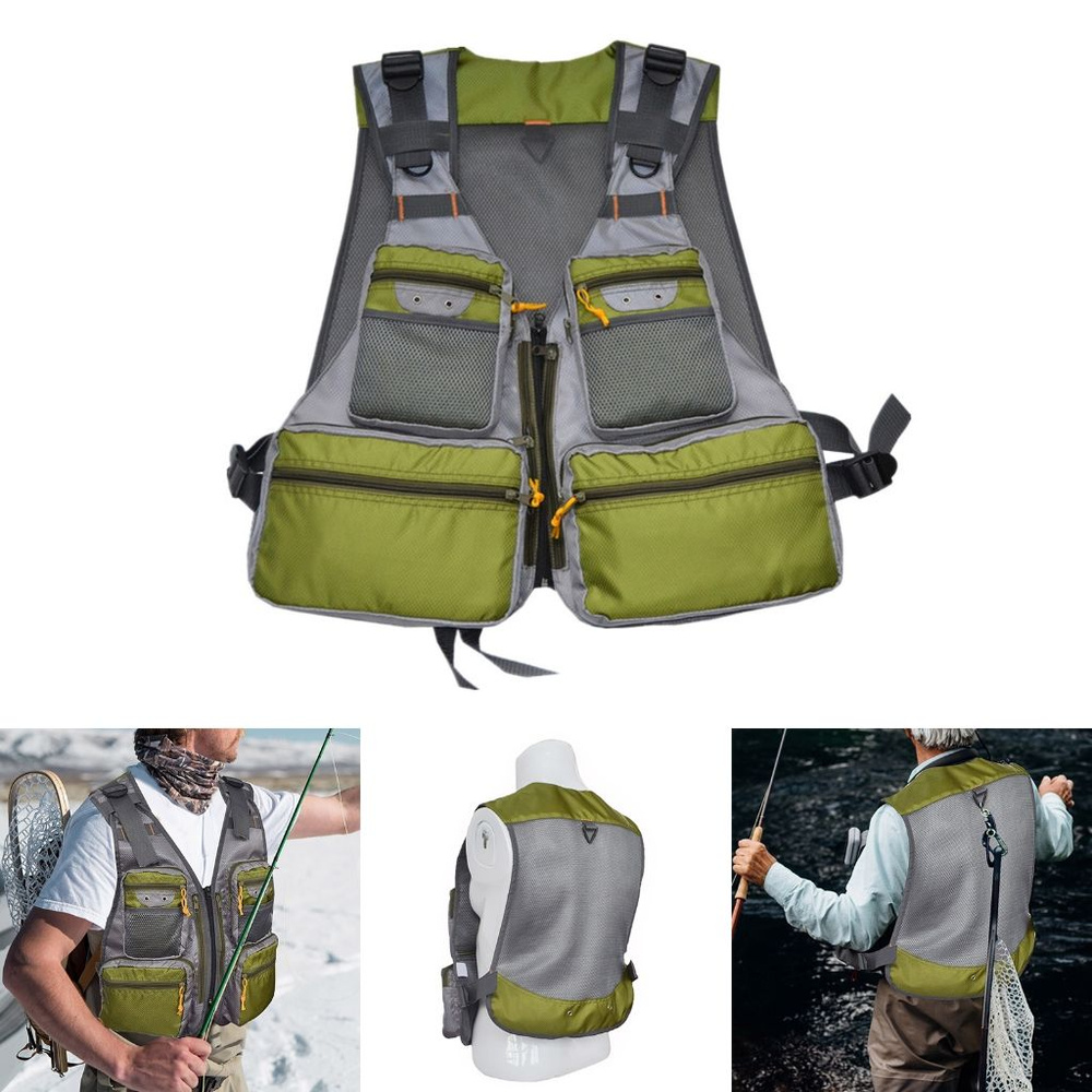 Мужские повседневные полые жилеты с множеством карманов для кемпинга ...