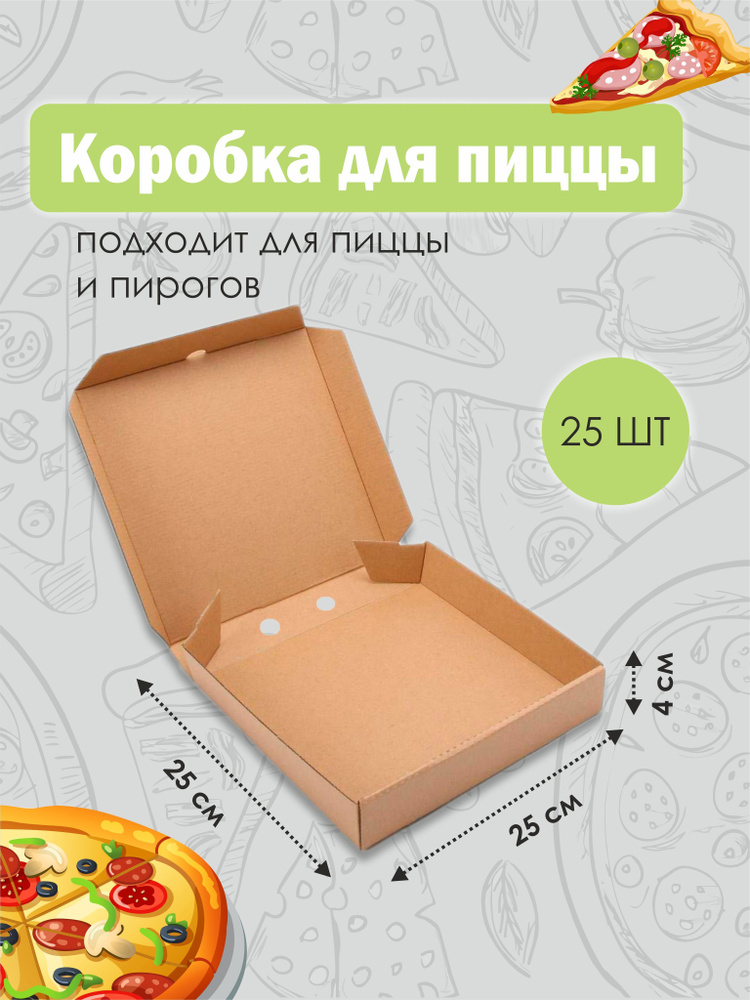 Коробка для пиццы 25х25х4 см, 25 шт #1