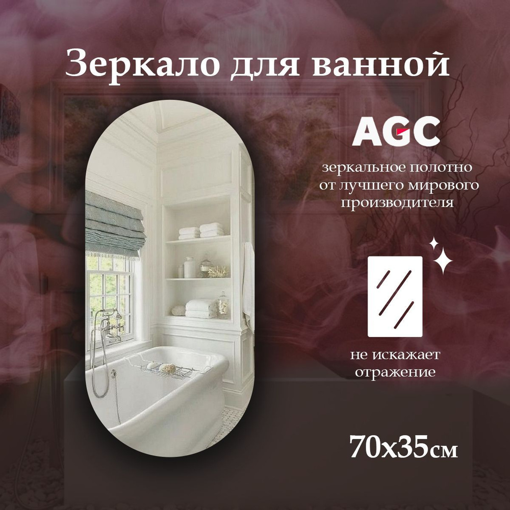 MariposaMirrors Зеркало настенное 35х70 см капсульное без рамы, ударопрочное #1