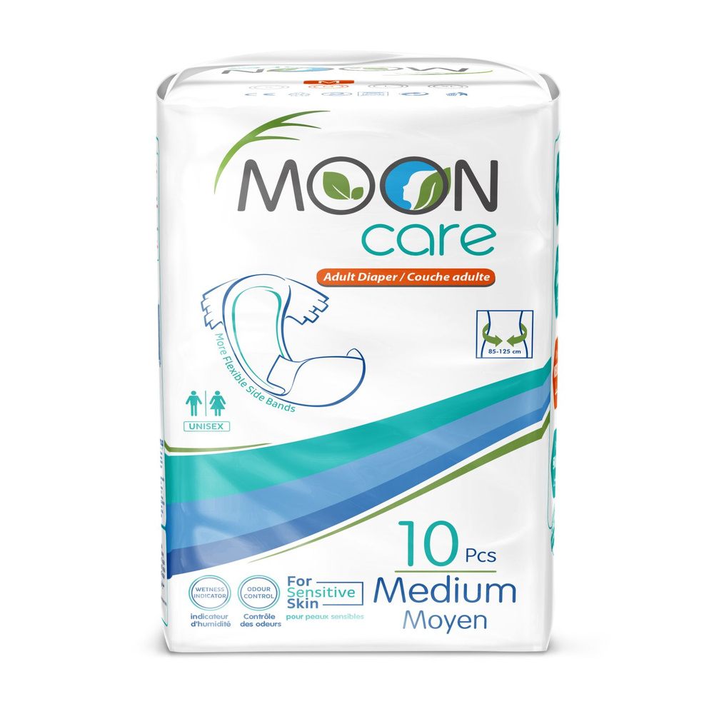 Подгузники для взрослых Moon Care Medium (размер M талия 85-125 см), 10 шт  #1