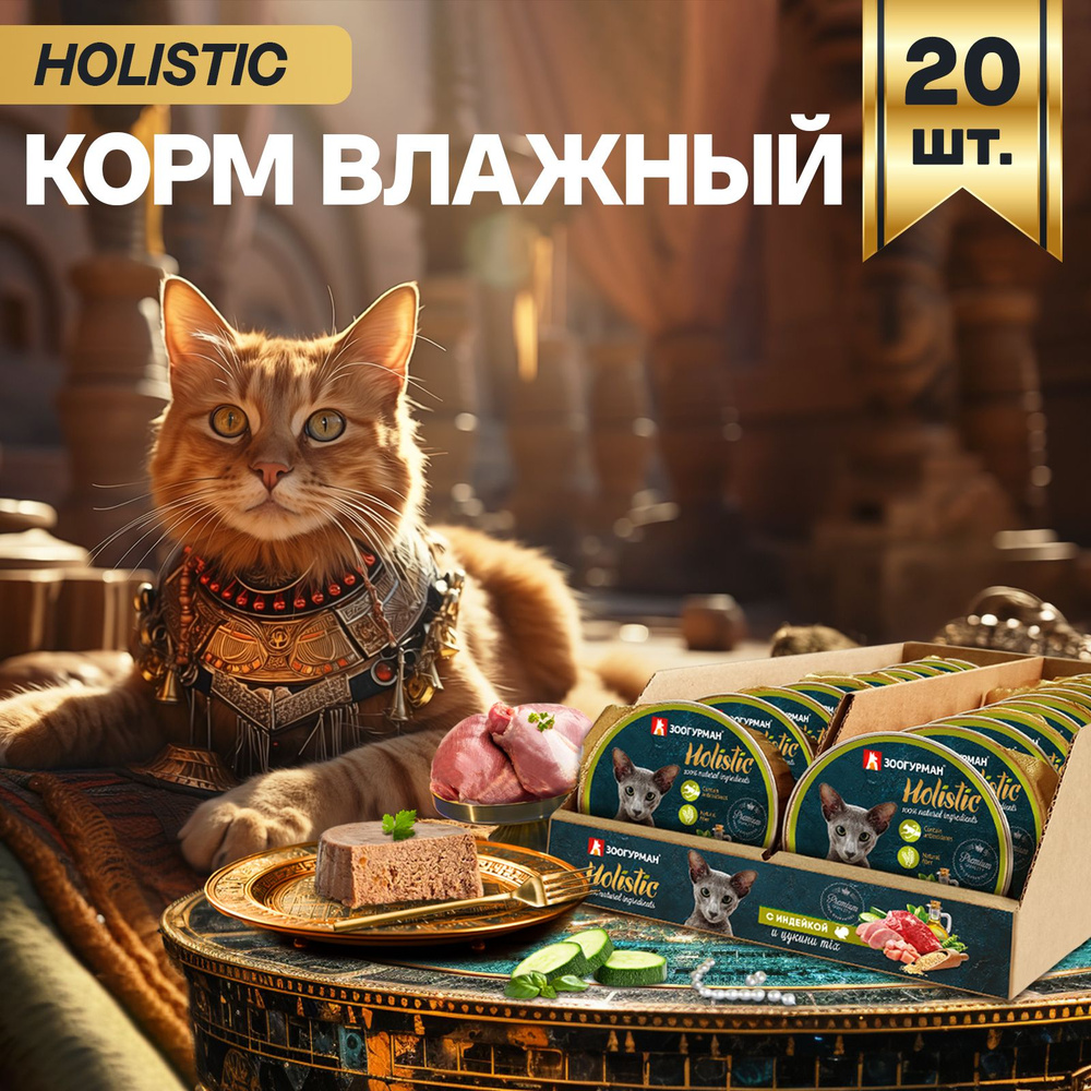 Корм влажный консервированный Зоогурман Holistic С индейкой и цукини Mix,100 г х 20 шт  #1