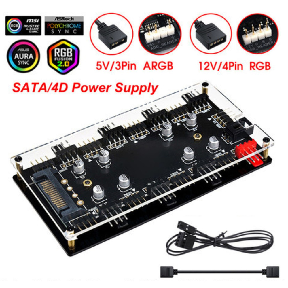 Разветвитель для вентиляторов ARGB 5v 3PIN / хаб для вентиляторов ...