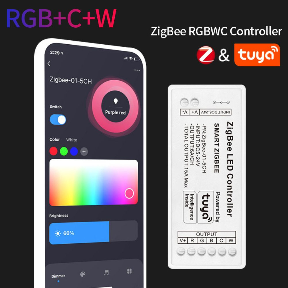 Умный дом Tuya Zigbee CoRui Умный контроллер светодиодной ленты,RGBCW белое  - купить с доставкой по выгодным ценам в интернет-магазине OZON (1285796312)