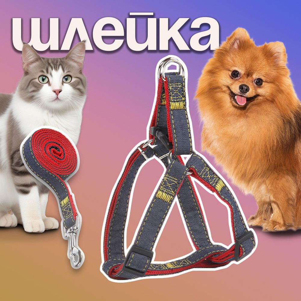 Шлейка для собак и кошек MiloPets, с поводком 120 см, красная, охват груди  S 29-42 см - купить с доставкой по выгодным ценам в интернет-магазине OZON  (261272338)