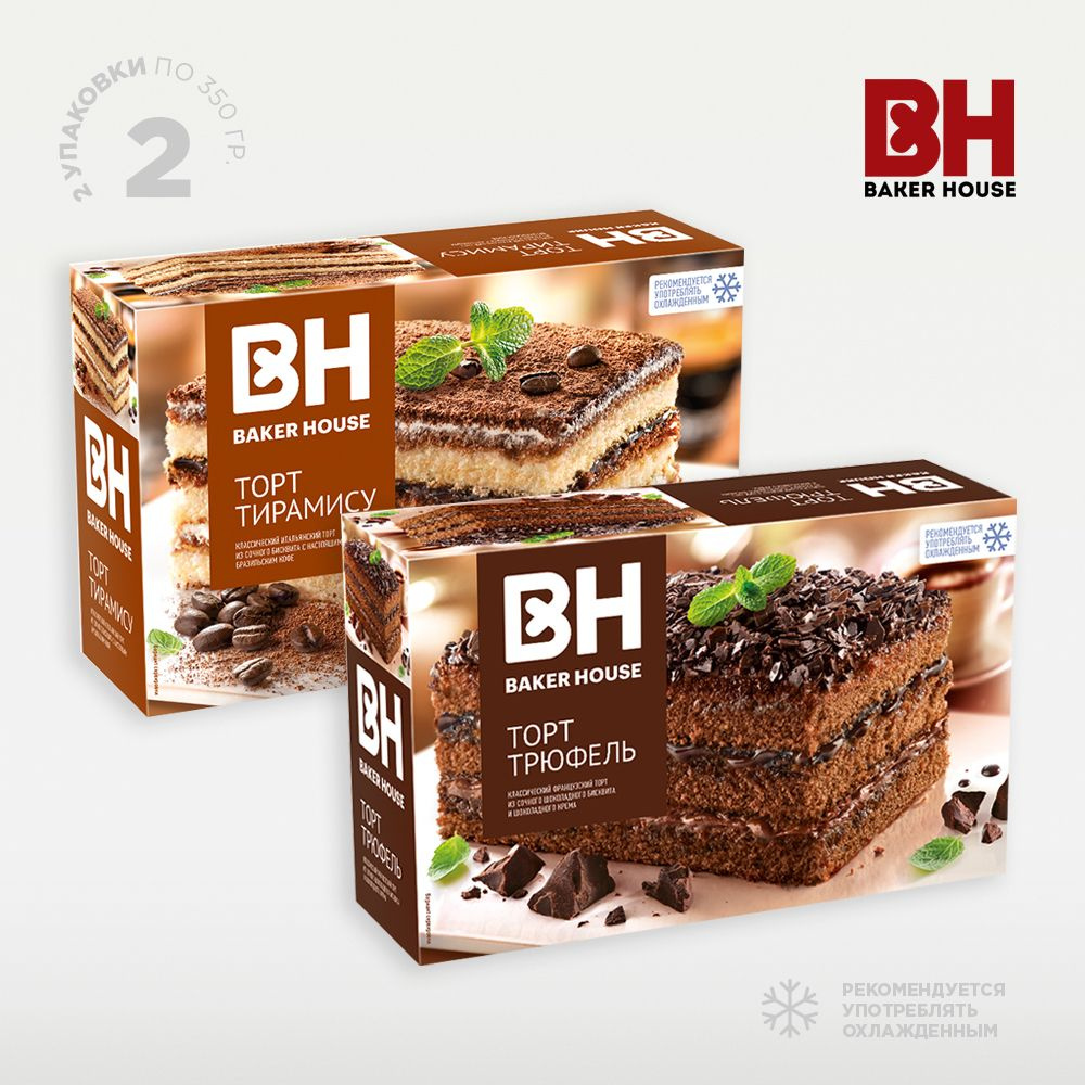 Торт бисквитный Baker House Трюфель/Тирамису 2 вкуса по 350г