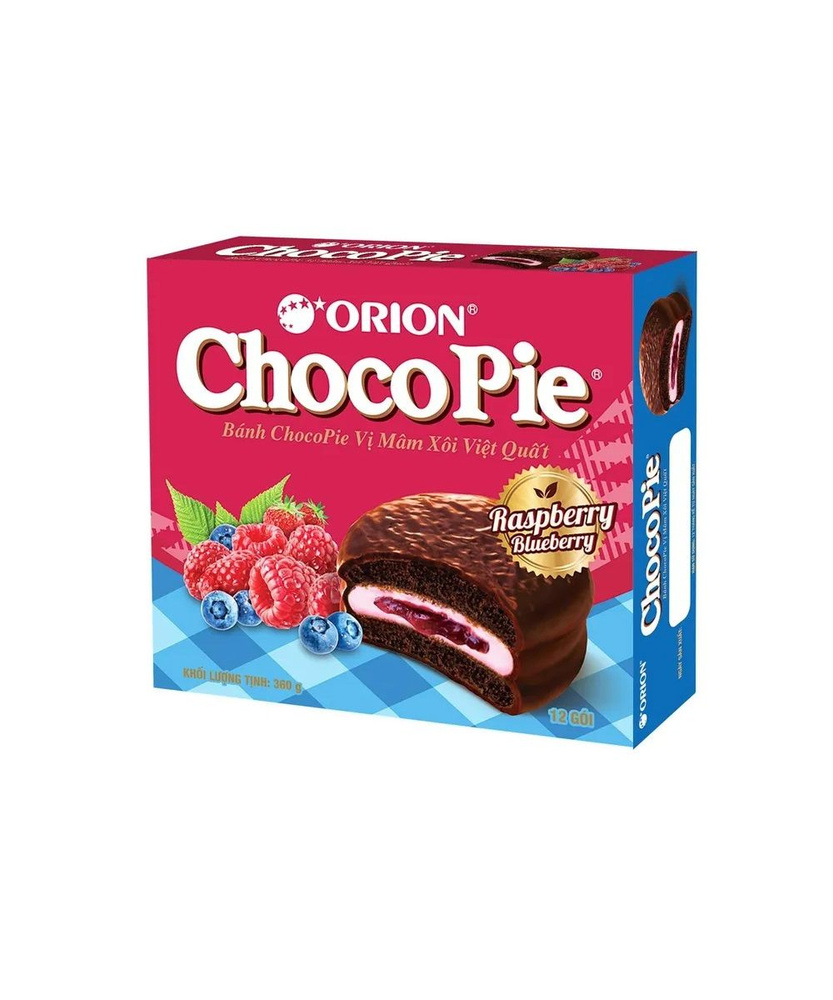 Орион Чоко Пай Малина и Голубика / Orion Choco Pie Raspberry-Blueberry/Печенье с Ягодным Джемом 360гр #1
