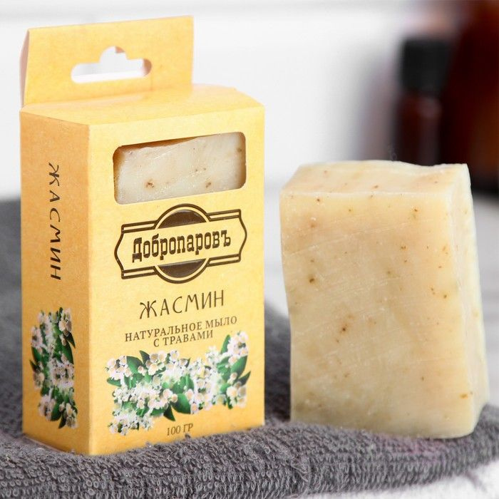 Мыло банное натуральное с травами в коробке "Жасмин" 100 г Добропаровъ  #1
