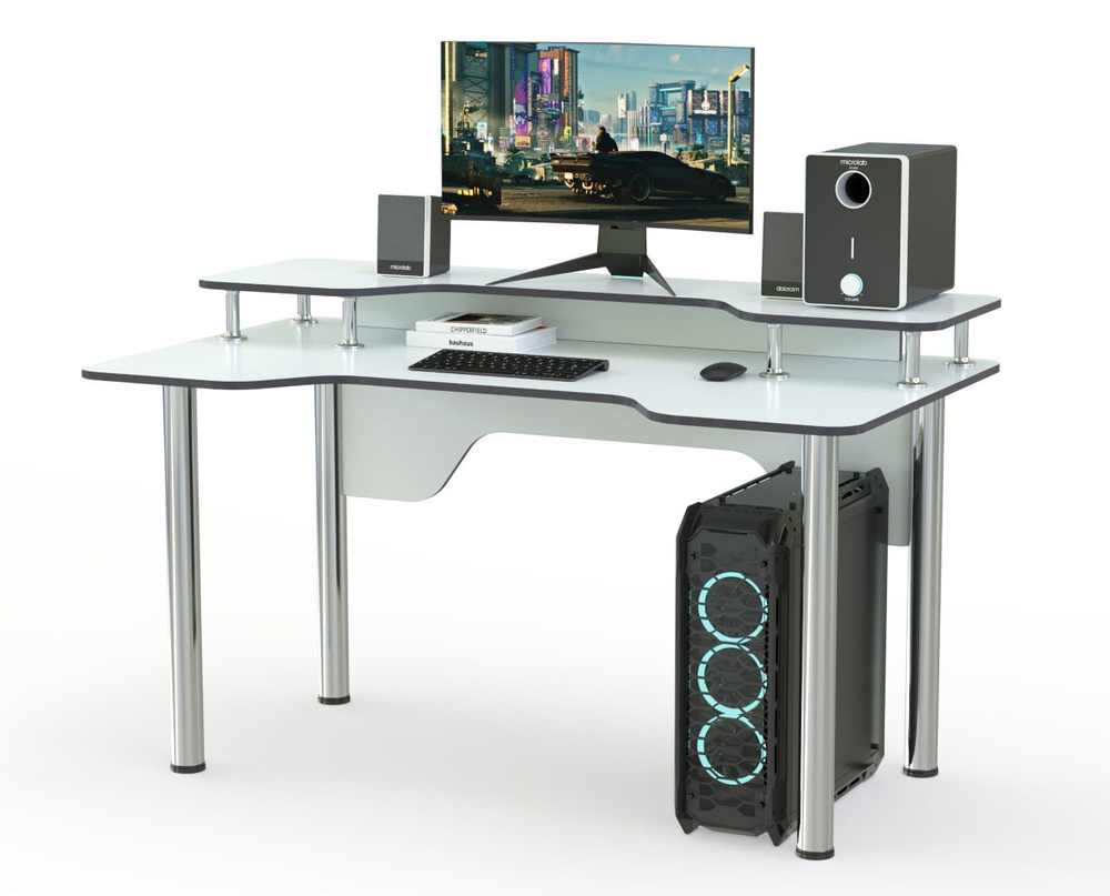 Компьютерный стол BestMebel Геймерский стол Стим 5 BMS, 105х90х90 см ...