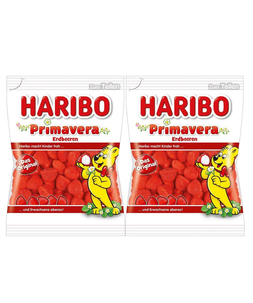 Мармелад Haribo Primavera Erdbeeren / Клубника, 2 шт по 175гр #1