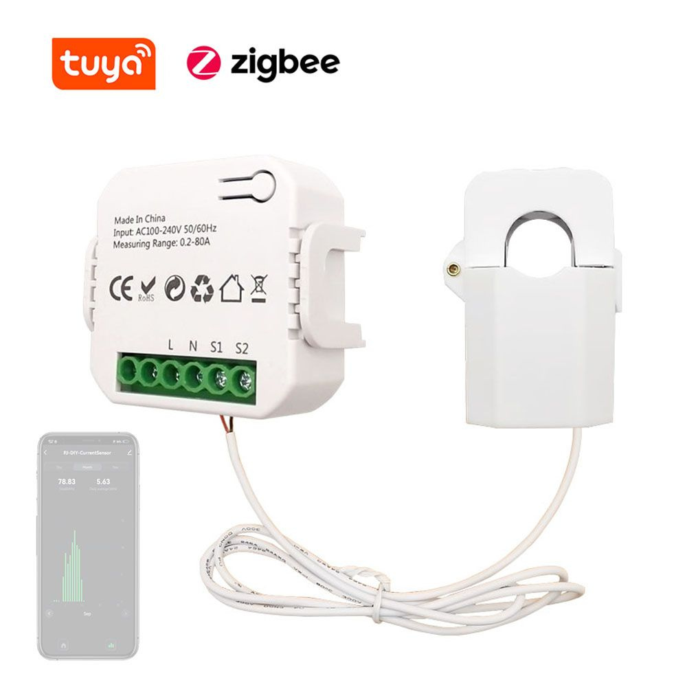 Однофазный зажим Tuya ZigBee, 80 А, счетчик энергии, управление через приложение  #1