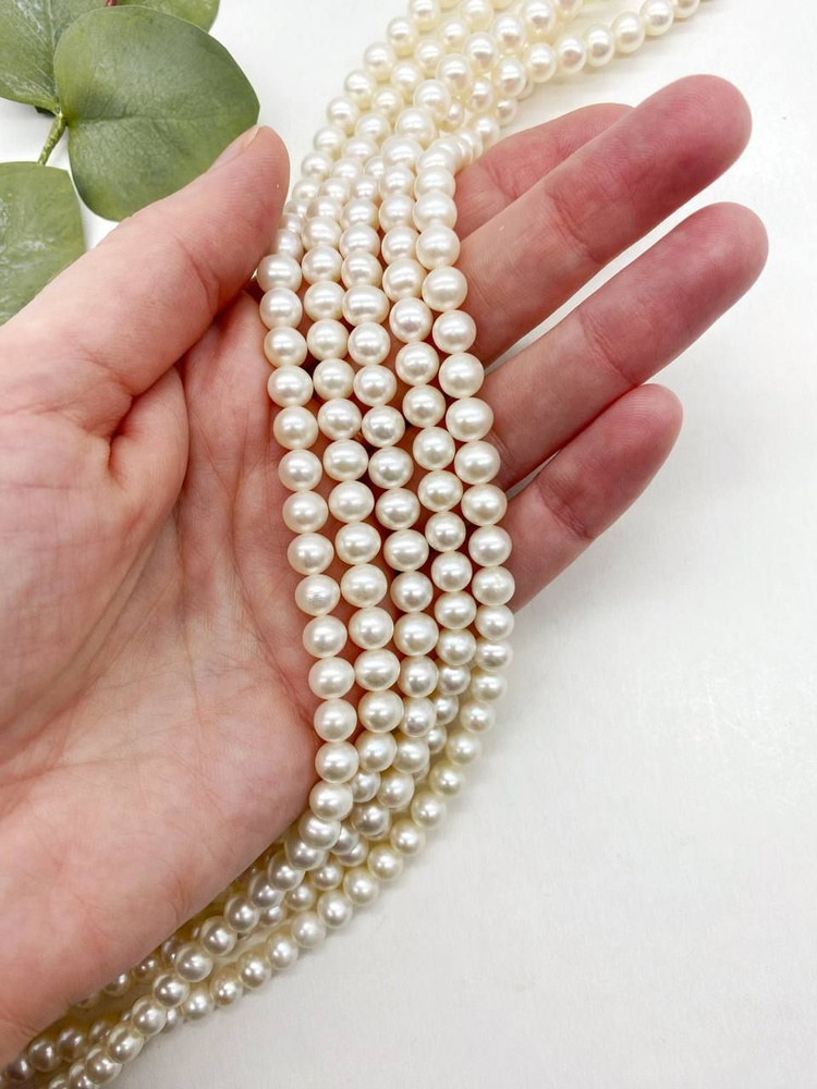 Бусины жемчуга, Жемчуг натуральный речной молочный, 6 - 7 мм, ААА, 1 ...