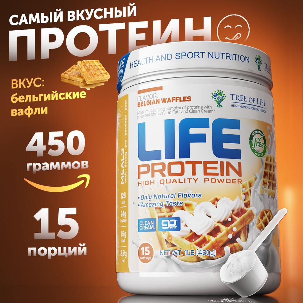 Протеин изолят сывороточный многокомпонентный Лайф Life Protein 1LB,  белковый коктейль 