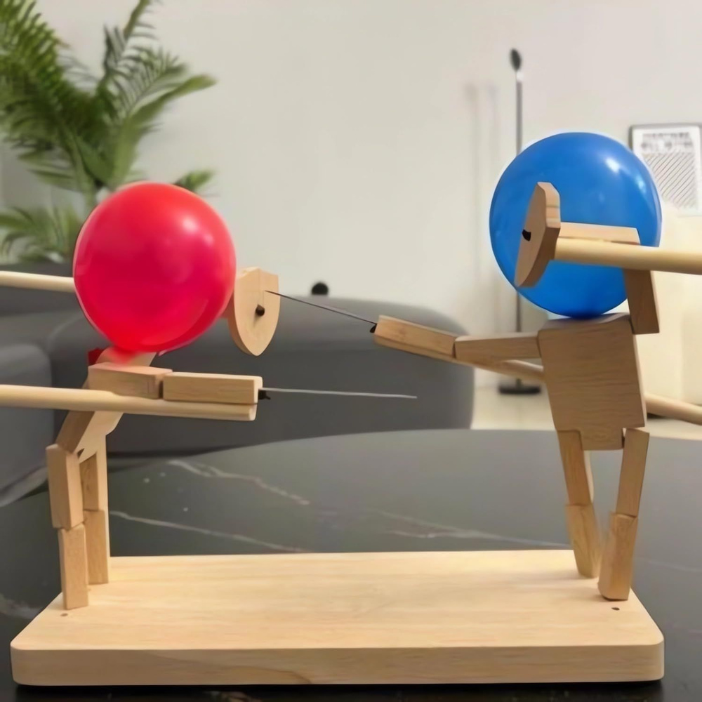 Balloon Bamboo Man Battle - новая кукла из деревянного забора ручной работы  2024 года, игра в битву с деревянными роботами, подходит для 2 игроков, ...