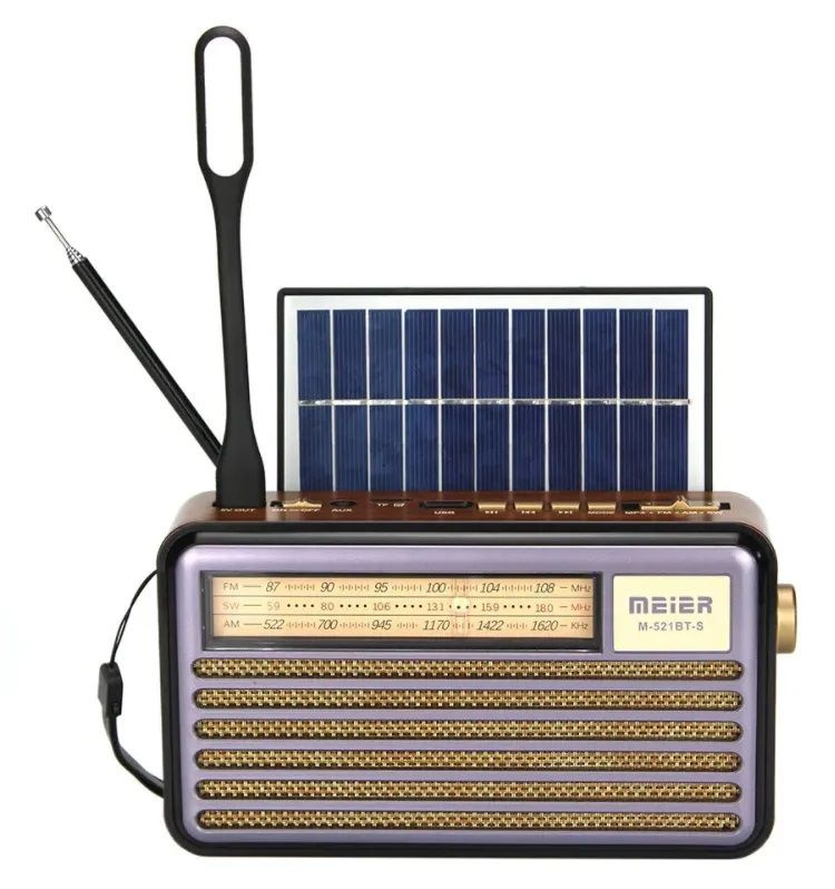 Радиоприемник В Стиле Ретро Meier M-521BT-S С Солнечной Батареей, USB LED светильником + аккумулятор #1